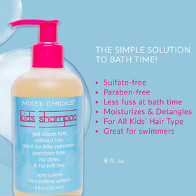 Mixed Chicks conditioner being poured to show creamy moisturizing texture