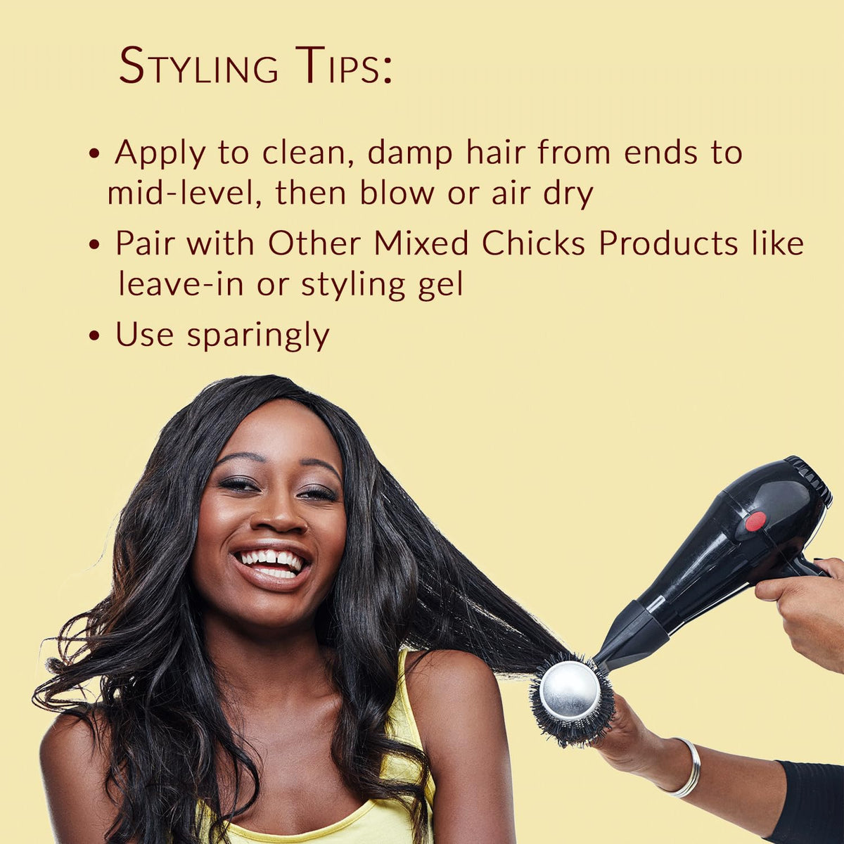 Mixed Chicks ingredient label highlighting panthenol for strengthening benefits