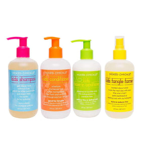 Mixed Chicks quad front packaging showing all four bottles and benefits