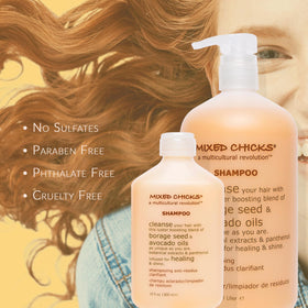 Mixed Chicks lather on wet hair demonstrating effective cleansing action