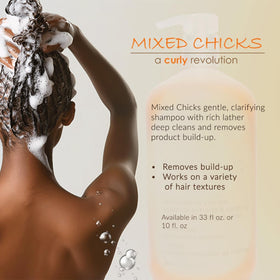 Mixed Chicks shampoo texture pouring to show gentle, rich consistency