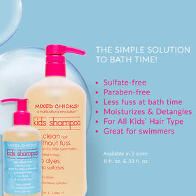 Mixed Chicks shampoo texture poured to show creamy gentle lather