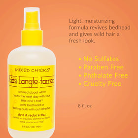 Mixed Chicks Tangle-Tamer beside comb demonstrating easier detangling