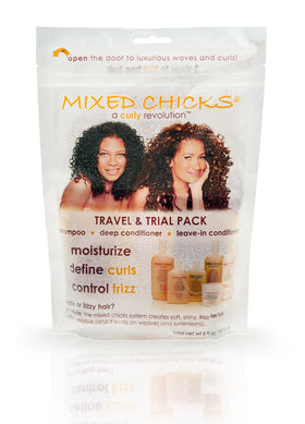 Mixed Chicks travel pack front view showing compact bottles and convenience