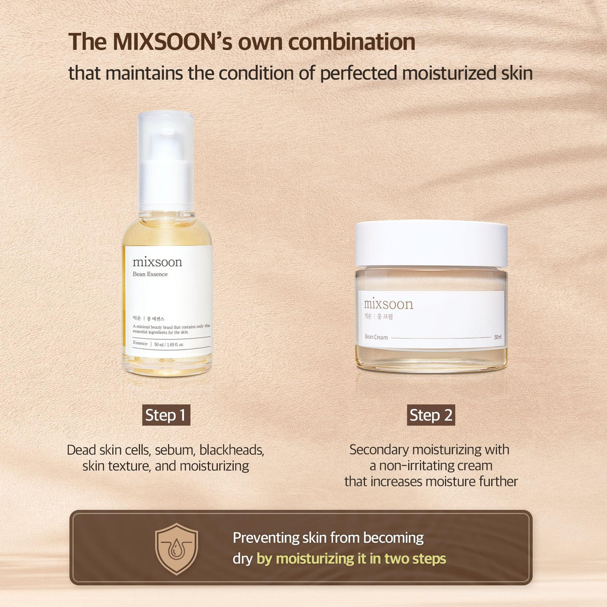 mixsoon 50ml bottle next to coin for size comparison and travel-friendly benefit