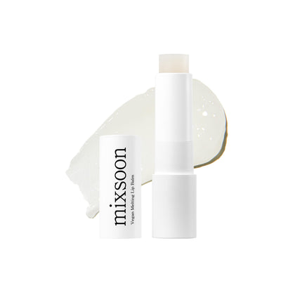 mixsoon clear lip balm front view showing compact tube and clear finish benefit