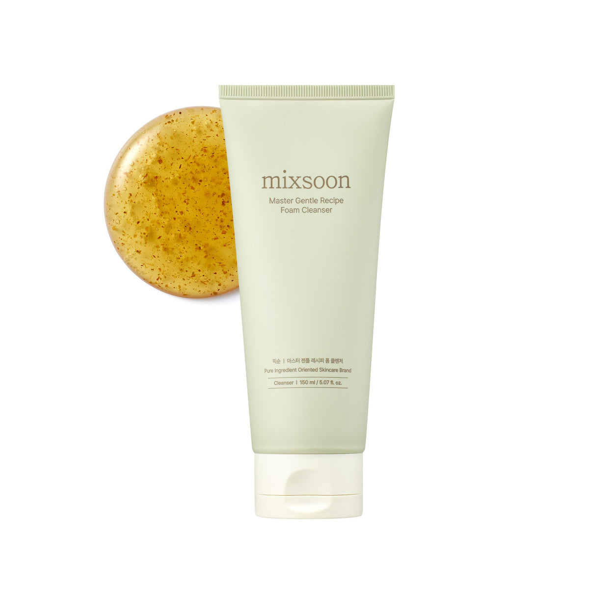 mixsoon foam cleanser front bottle showing packaging and product benefit of gentle cleansing