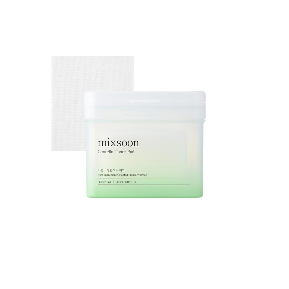 mixsoon front packaging showing the Centella toner pads and soothing benefits
