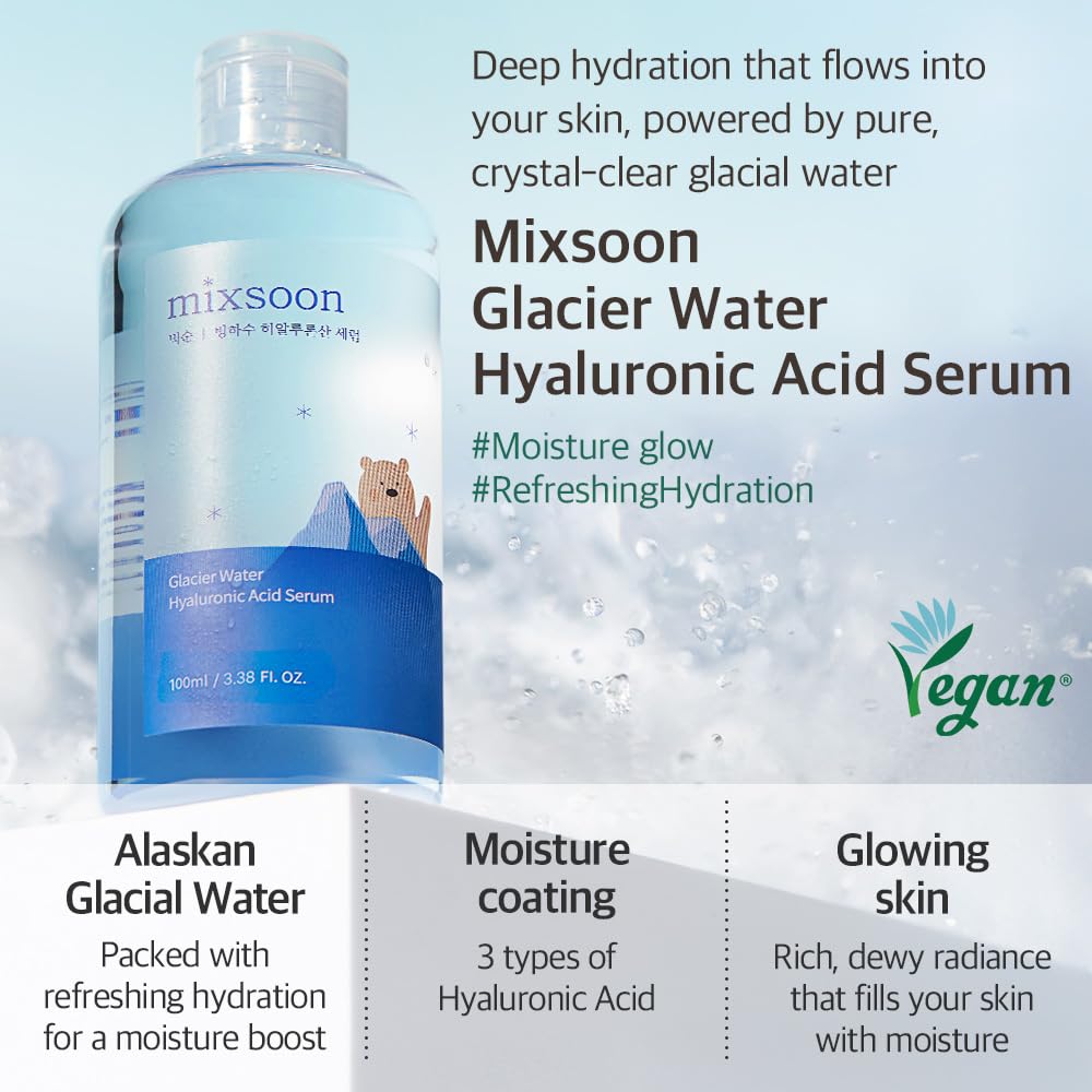 mixsoon glacier serum pump application demonstrating quick absorption benefit