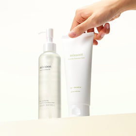 mixsoon set displayed on bathroom counter for easy double cleanse