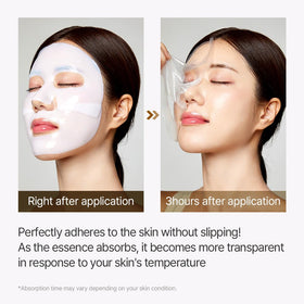 mixsoon mask applied on model demonstrating soothing fit and cooling effect