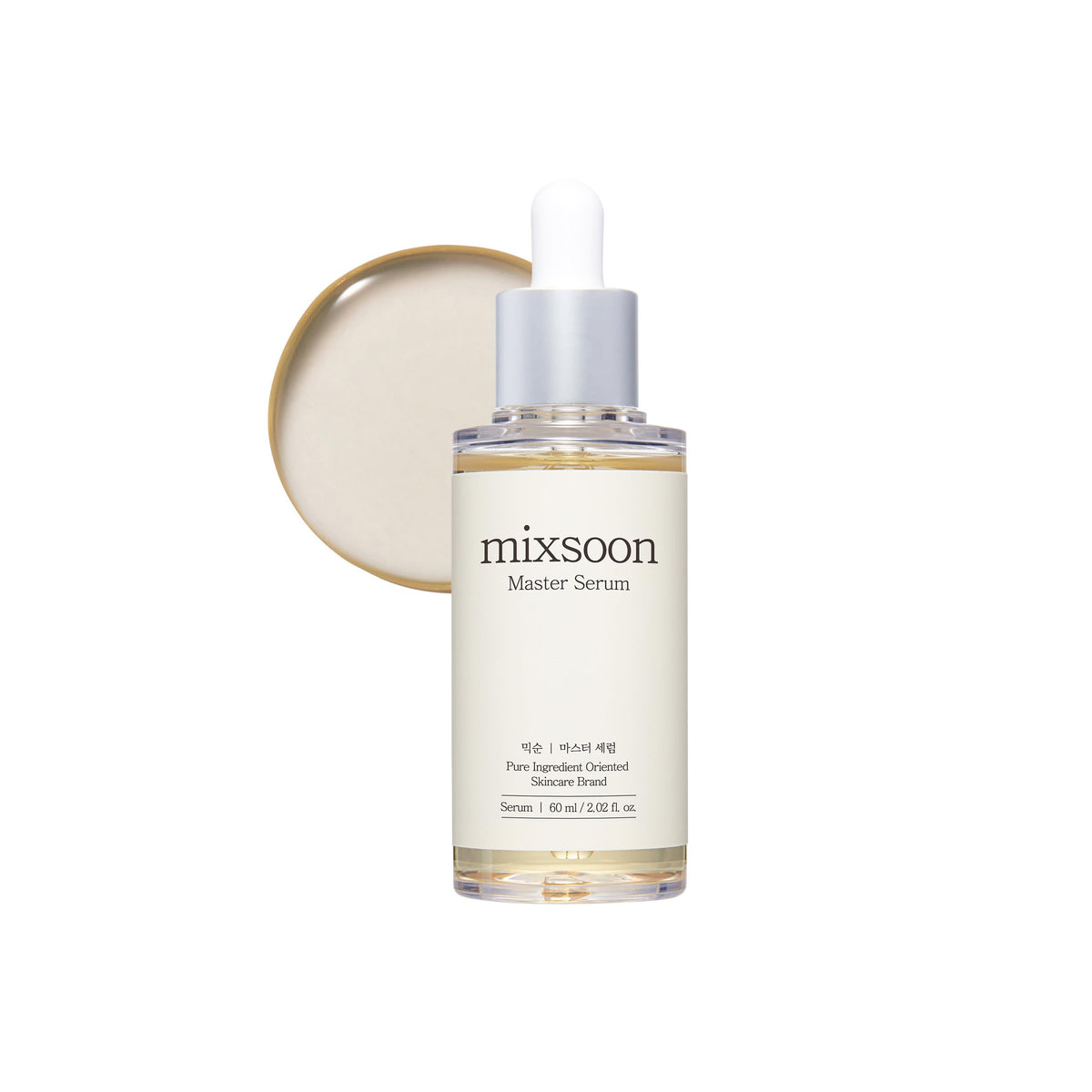 mixsoon front bottle shot showing clean glass packaging and brand benefit of preserved actives