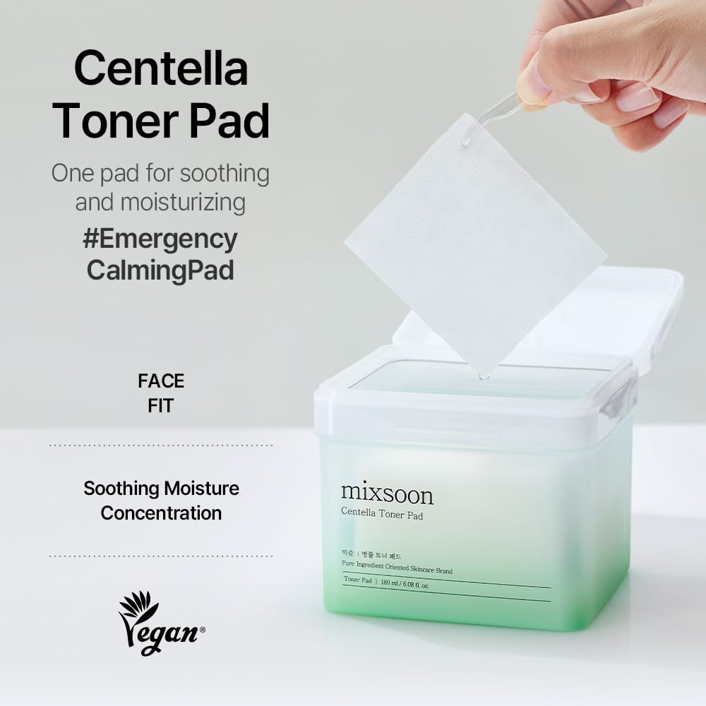 mixsoon open box with 120 pads and 180ml toner bottle ready for daily use
