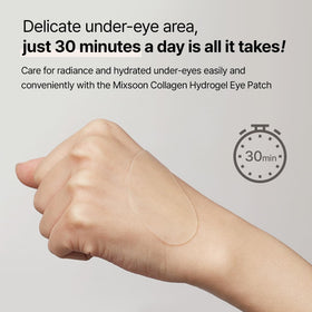 mixsoon patch applied under eye demonstrating comfortable fit and hydration