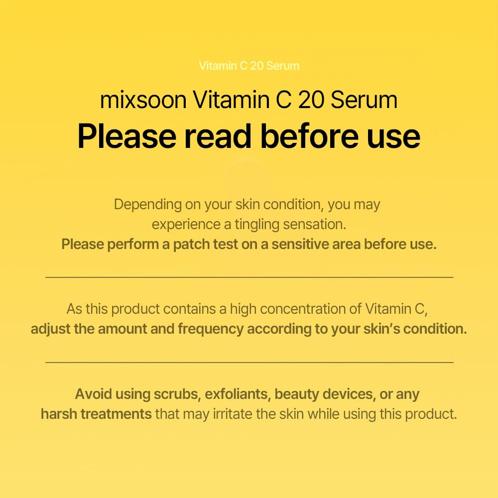 mixsoon label ingredients close-up showing vitamin C, niacinamide benefits