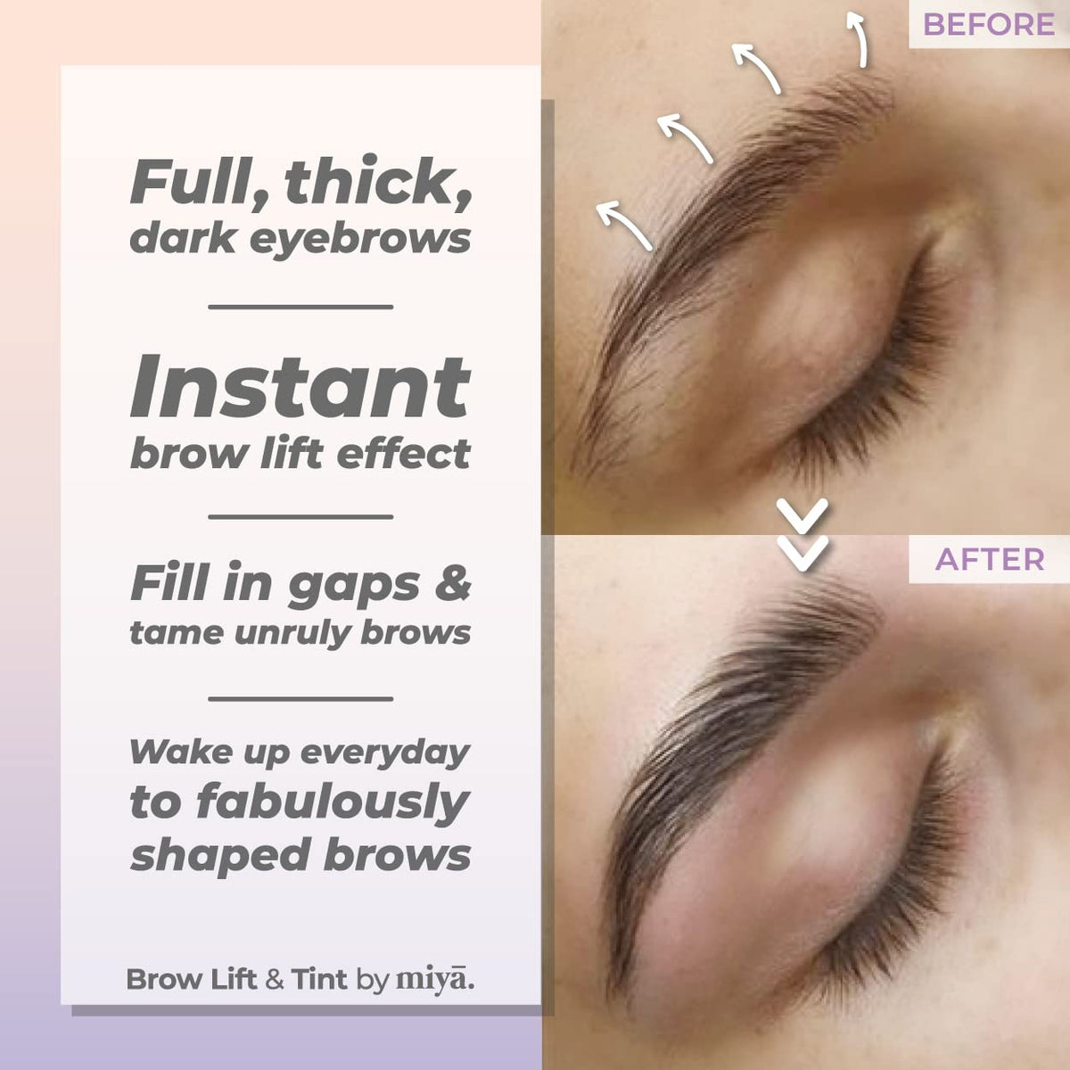 MIYA LASH application tools detail displaying brushes and shields for precise shaping