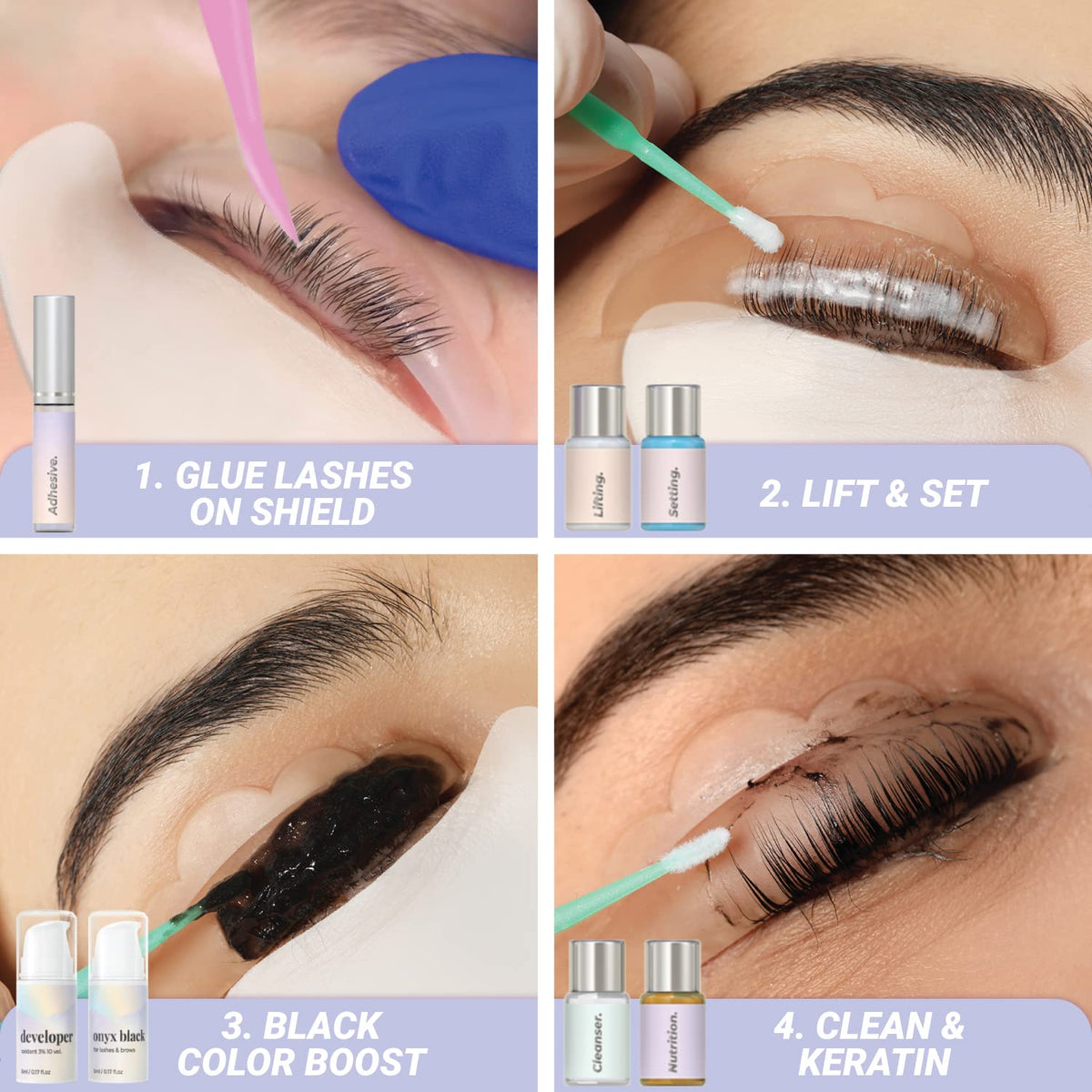 MIYA LASH before and after comparison illustrating lift and tint results for visible improvement