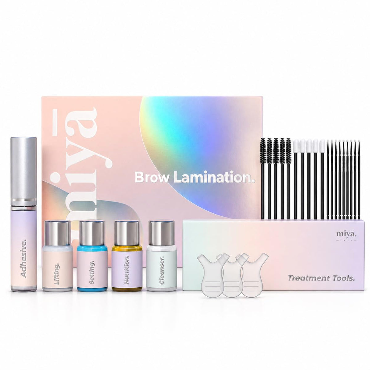 MIYA LASH front packaging showing kit components and value