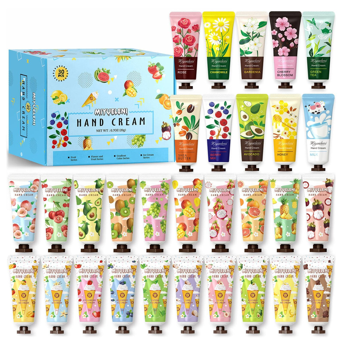 MIYUELENI front packaging showing 30 tubes and easy gifting