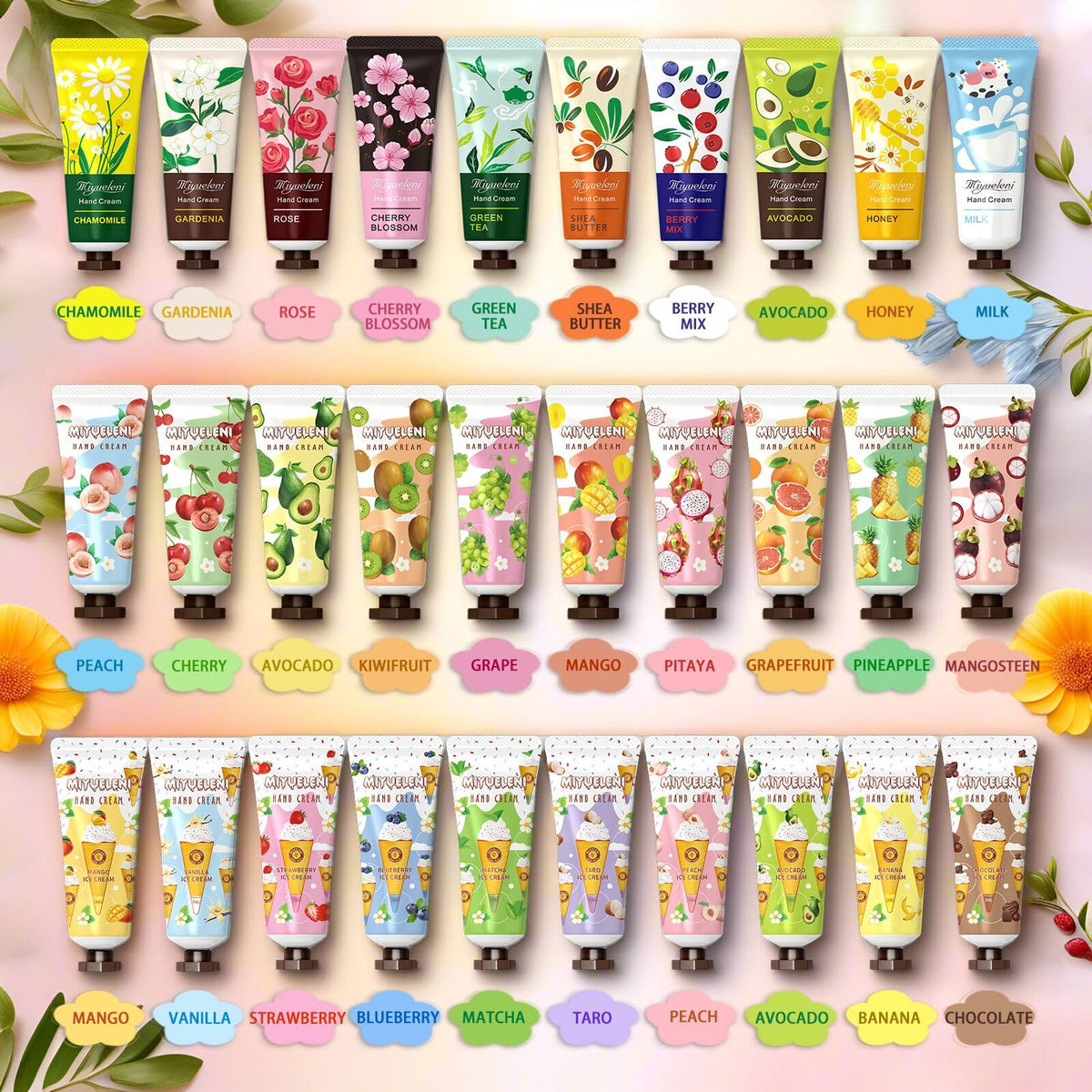MIYUELENI full variety layout highlighting scent selection benefit