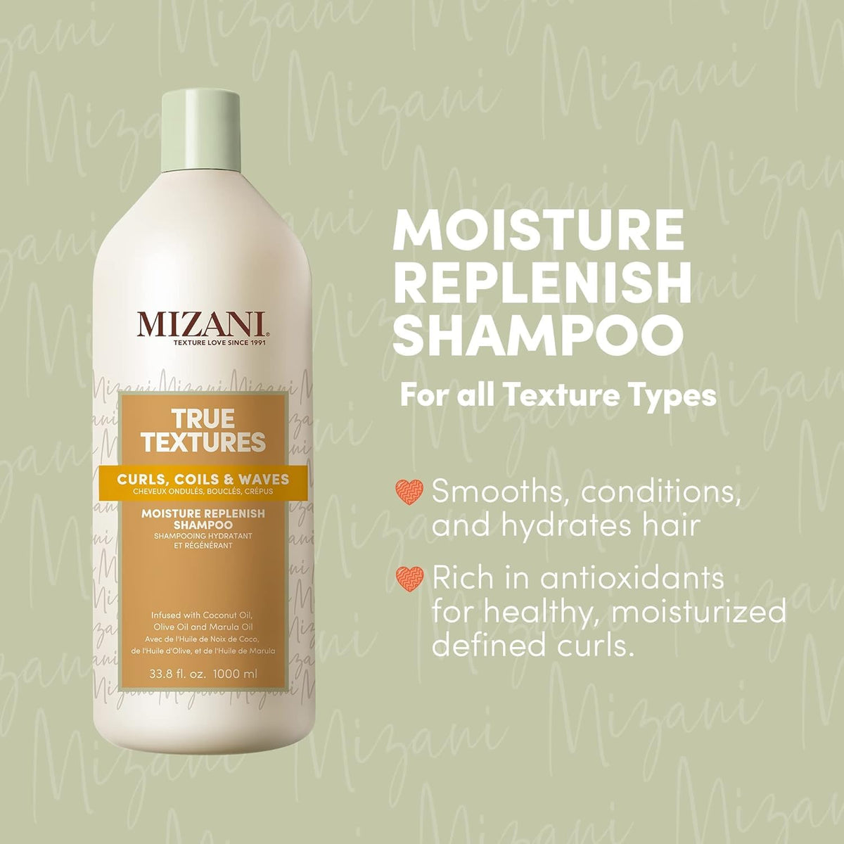 Mizani shampoo lather on scalp showing gentle cleansing and slip