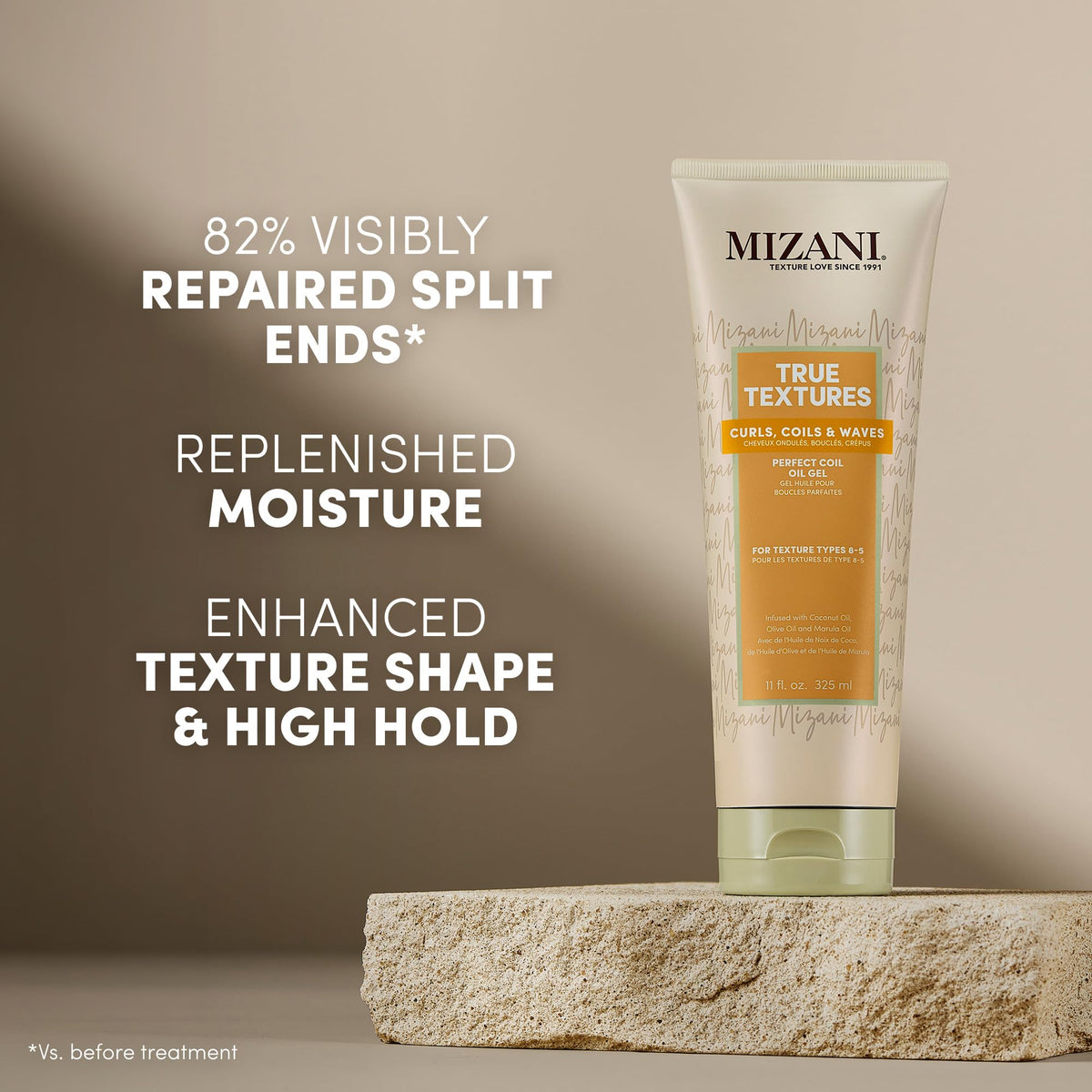 Mizani close-up of gel texture highlighting smooth oil-gel consistency and slip
