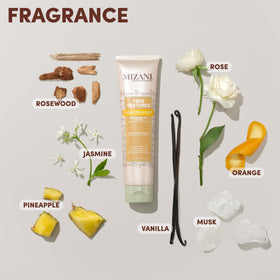 Mizani label close-up showing coconut marula olive oils and ingredient clarity