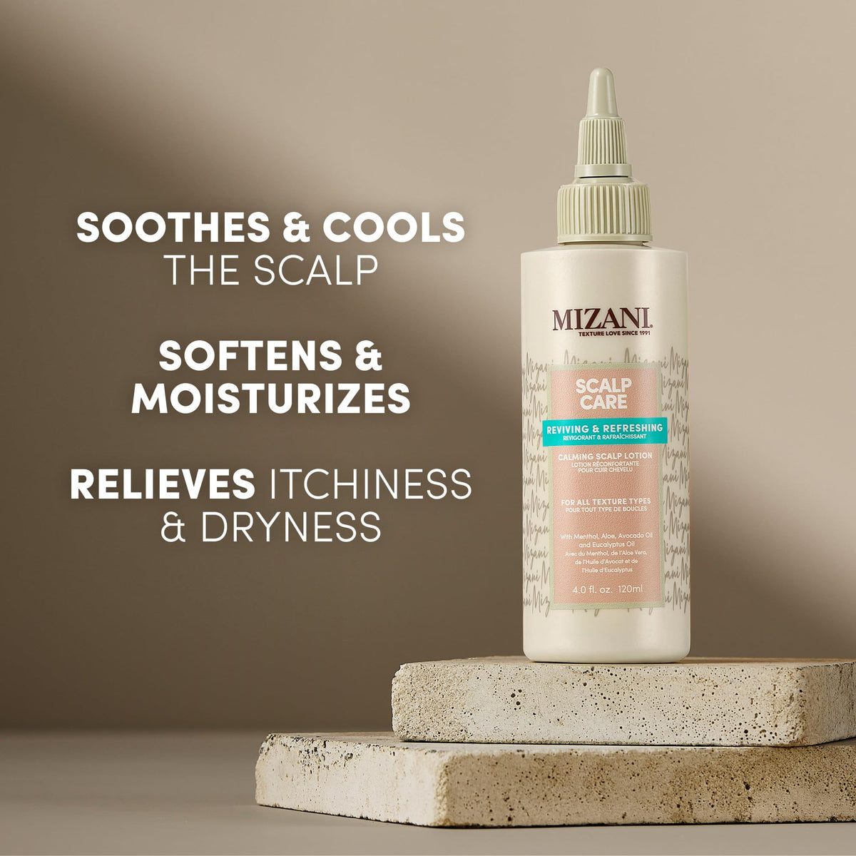 Mizani lotion close texture drop highlighting lightweight formula and hydration