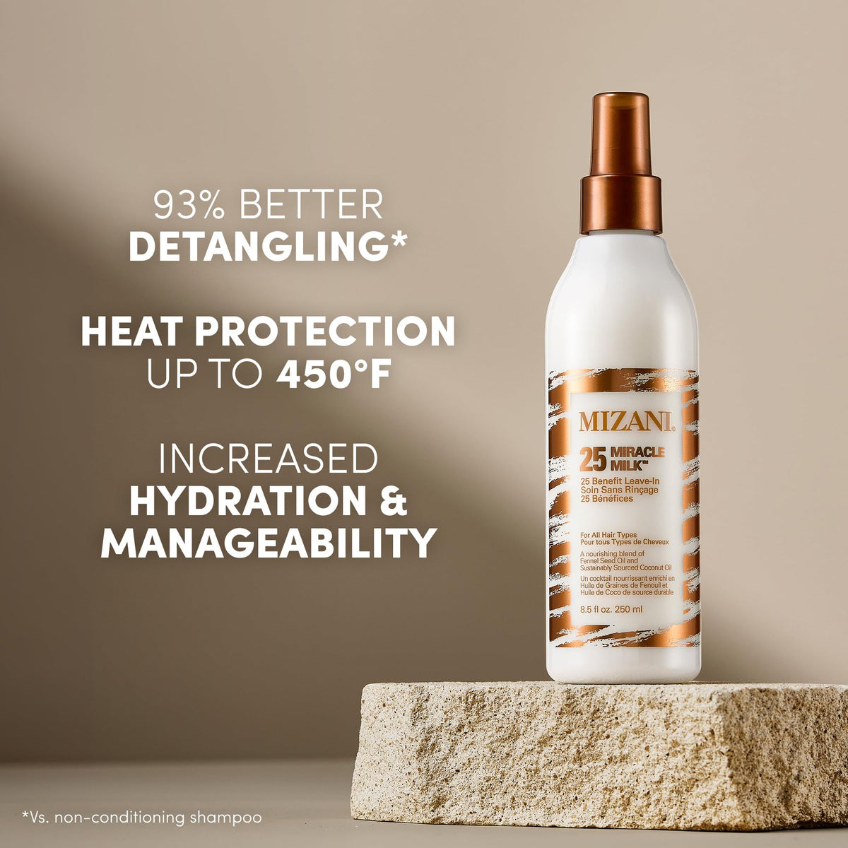 Mizani serum texture poured to show lightweight consistency and hydration