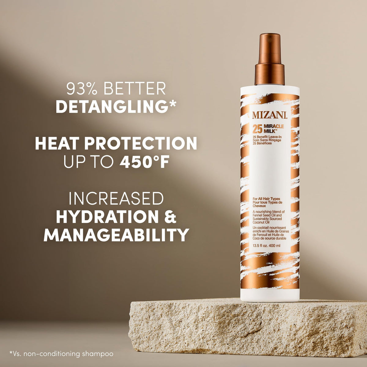 Mizani spritz action demonstrating mist application for even coverage and fast use