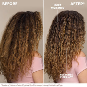 Mizani applied to curly hair in sections, demonstrates easier detangling and definition