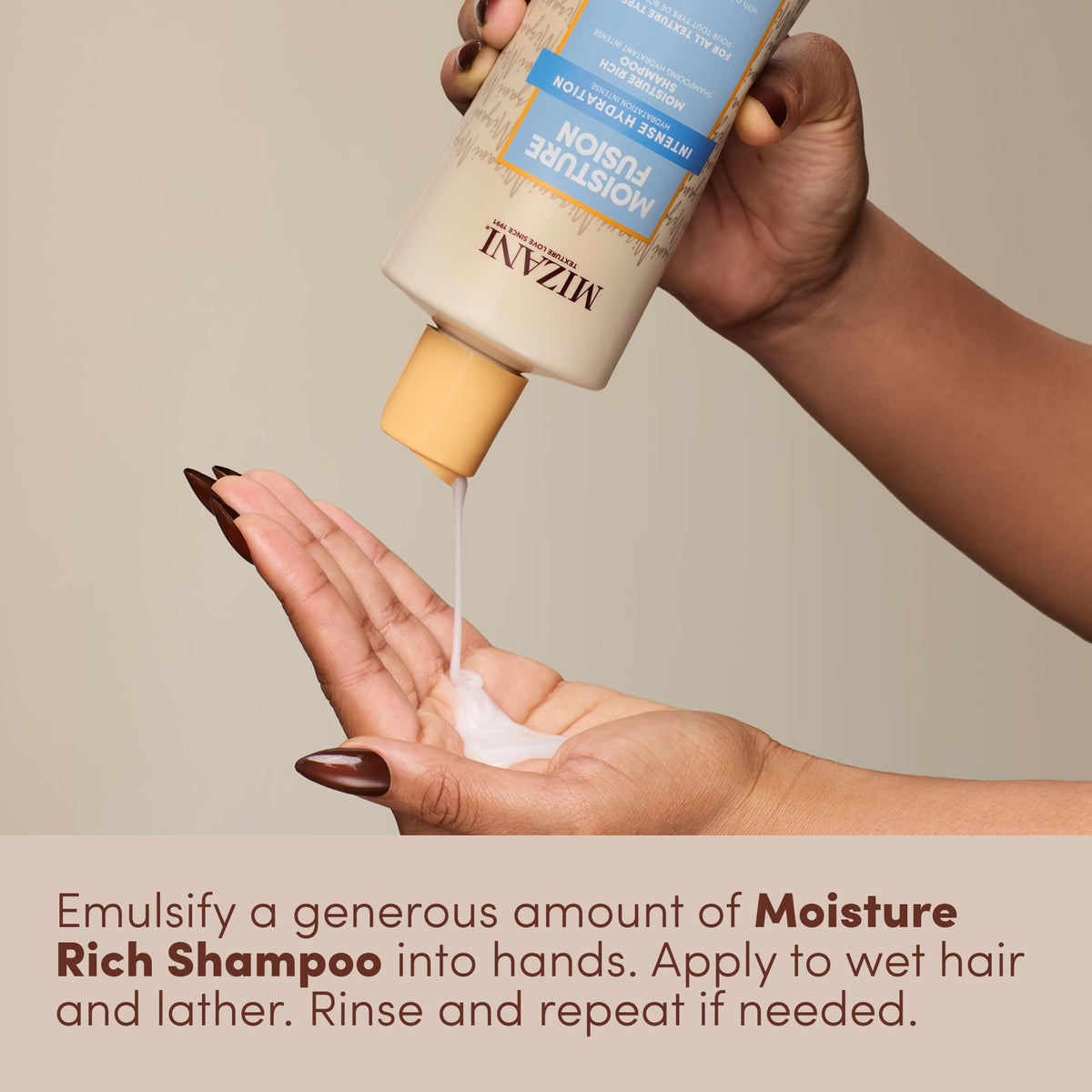 Mizani bottle beside ruler for scale, shows 16.9 fl oz size clarity