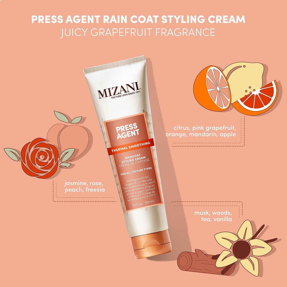 Mizani being applied to damp hair for heat protection
