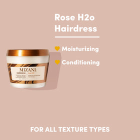 Mizani applying product to hair for instant hydration