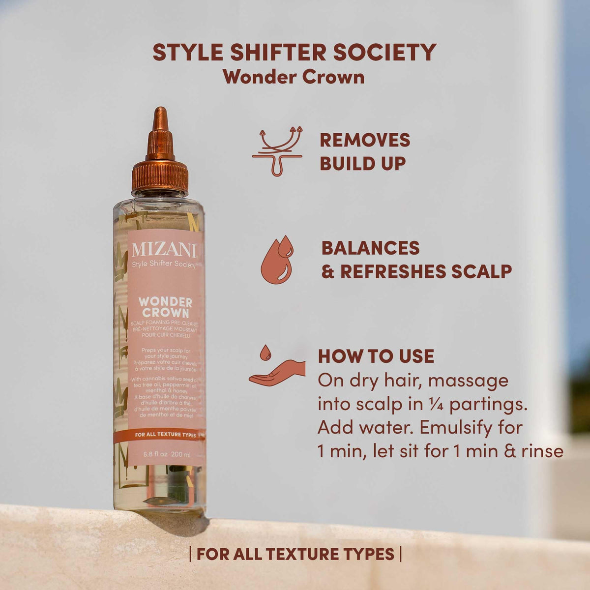 Mizani foaming texture demonstrating gentle clarifying action