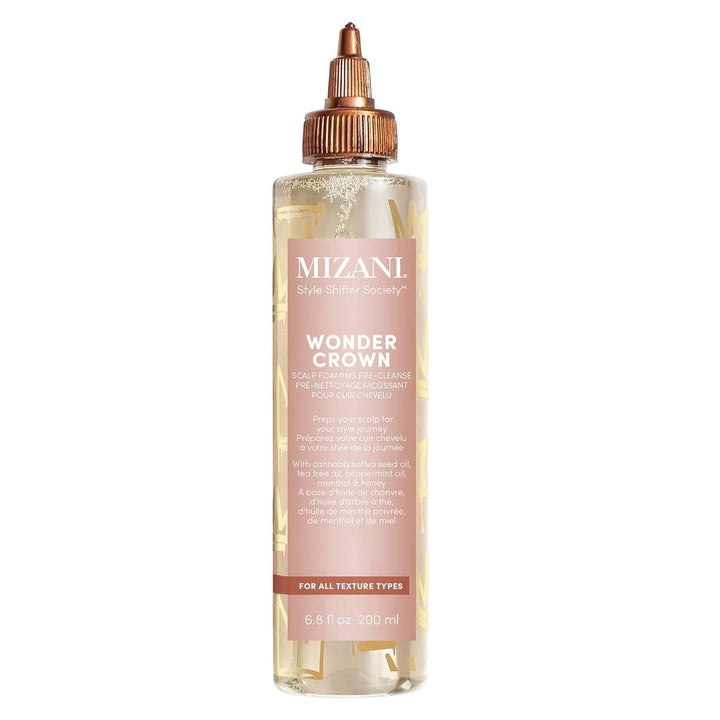 Mizani front bottle shot showing product and benefits