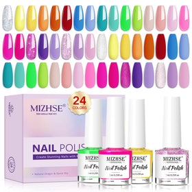 MIZHSE front packaging showing 24 polish bottles and colorful display for quick selection