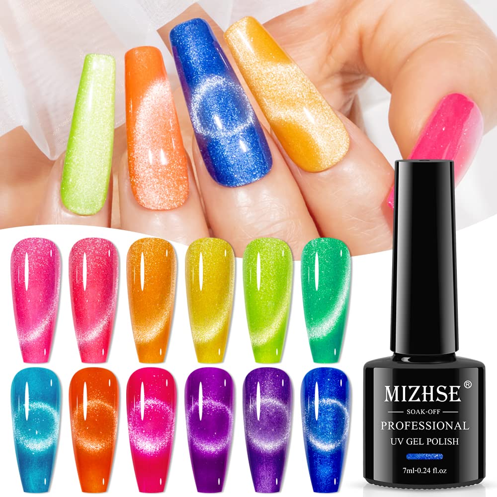 MIZHSE cured nail example showing strong shine and cat-eye effect