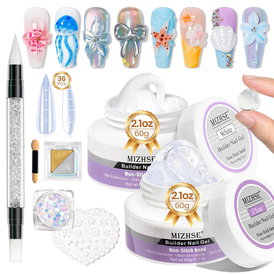 MIZHSE kit front packaging showing complete builder gel set benefits