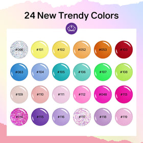 MIZHSE spread of 24 color swatches illustrating palette variety and outfit matching
