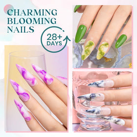 MIZHSE demonstration on nail tip showing blooming effect and precise petal shaping