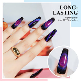 MIZHSE finished galaxy manicure showing luminous 9D shimmer