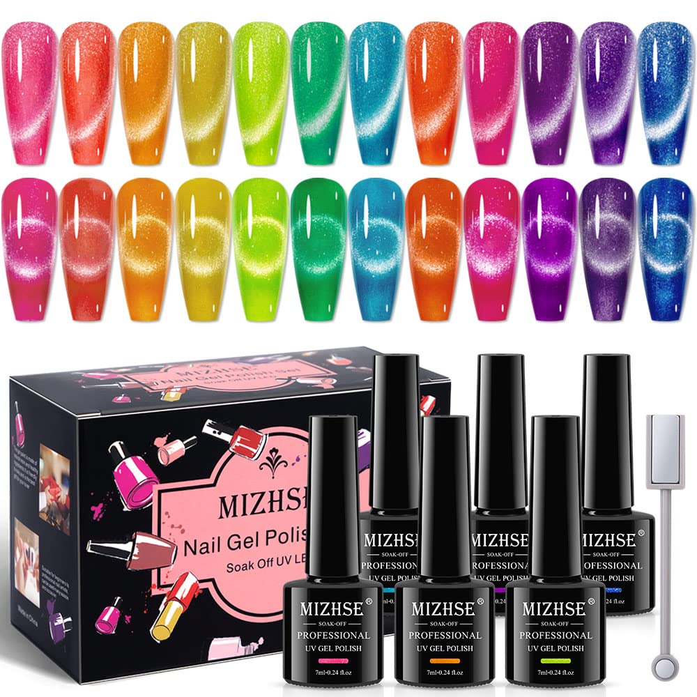 MIZHSE front packaging showing 12-color neon gel kit and gift-ready box