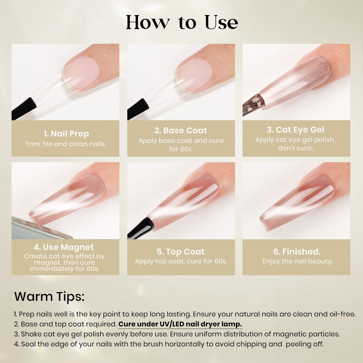 MIZHSE hands with finished manicure showing salon-quality glossy results
