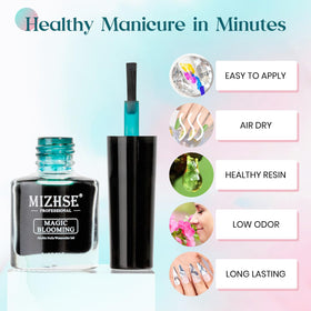 MIZHSE lifestyle manicure with accessories showcasing finished floral nails and style