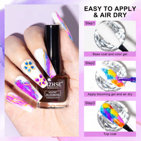 MIZHSE marble finish nail closeup highlighting realistic blossom and marble look
