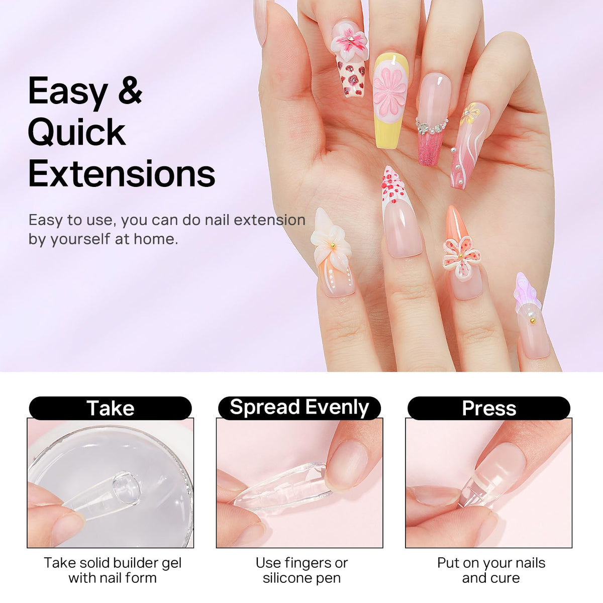 MIZHSE nail forms with included tools for quick extension setup