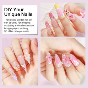 MIZHSE sculpted flower 3D nail on model showcasing dimensional art
