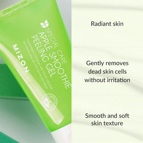 MIZON open tube with gel texture visible, demonstrates smooth, non-abrasive peeling action benefit