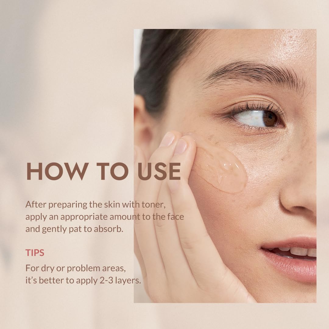 MIZON serum being applied to cheek to illustrate hydration and plumping effect
